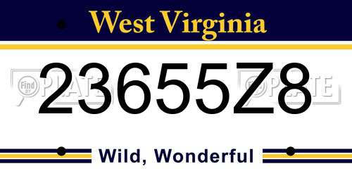 23655Z8 West Virginia License Plate