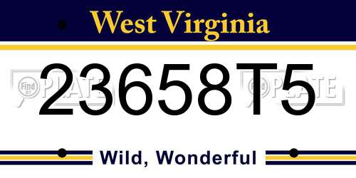 23658T5 West Virginia License Plate