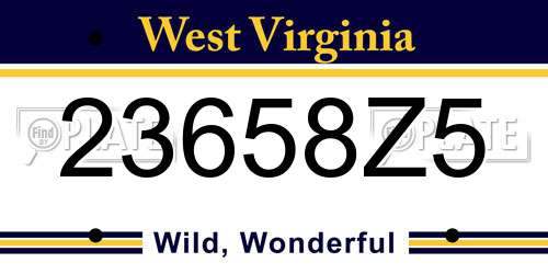 23658Z5 West Virginia License Plate