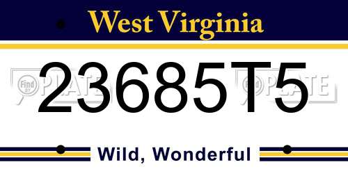 23685T5 West Virginia License Plate