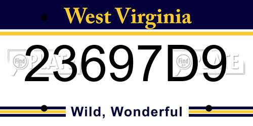 23697D9 West Virginia License Plate