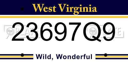 23697Q9 West Virginia License Plate