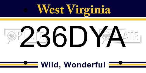 236DYA West Virginia License Plate