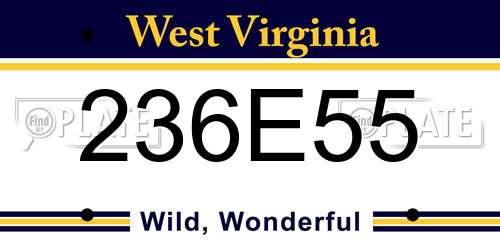 236E55 West Virginia License Plate