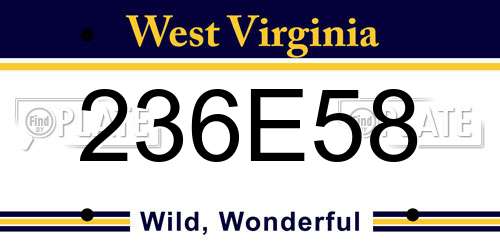 236E58 West Virginia License Plate