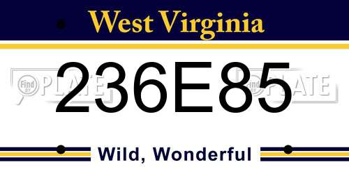 236E85 West Virginia License Plate