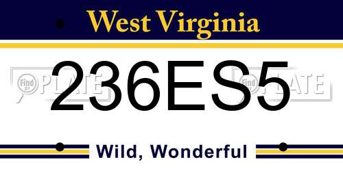 236ES5 West Virginia License Plate