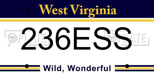 236ESS West Virginia License Plate
