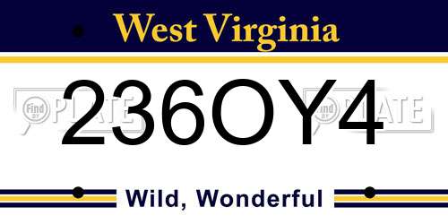 236OY4 West Virginia License Plate