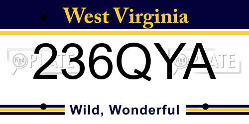 236QYA West Virginia License Plate