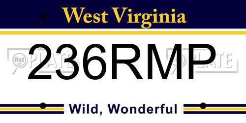 236RMP West Virginia License Plate