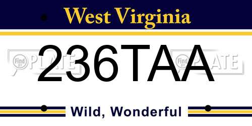 236TAA West Virginia License Plate