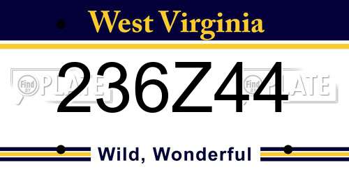 236Z44 West Virginia License Plate