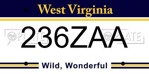 236ZAA West Virginia License Plate