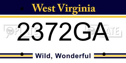 2372GA West Virginia License Plate
