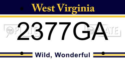 2377GA West Virginia License Plate