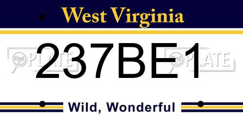 237BE1 West Virginia License Plate
