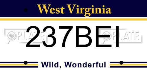 237BEI West Virginia License Plate
