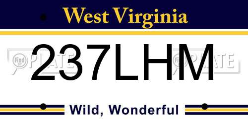 237LHM West Virginia License Plate