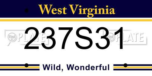 237S31 West Virginia License Plate