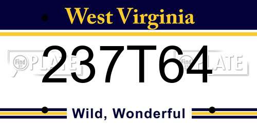 237T64 West Virginia License Plate