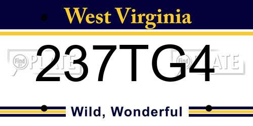 237TG4 West Virginia License Plate