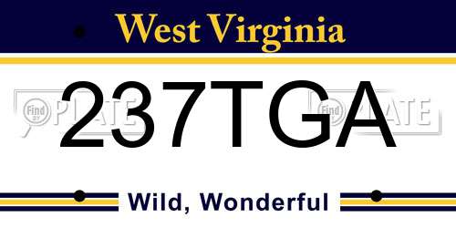237TGA West Virginia License Plate