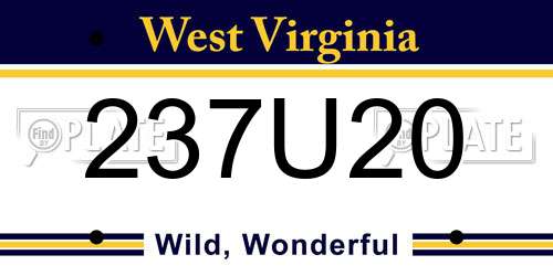 237U20 West Virginia License Plate