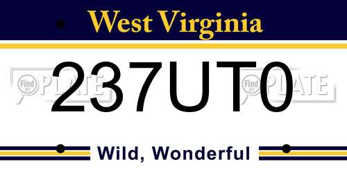 237UT0 West Virginia License Plate