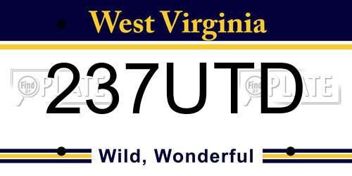 237UTD West Virginia License Plate