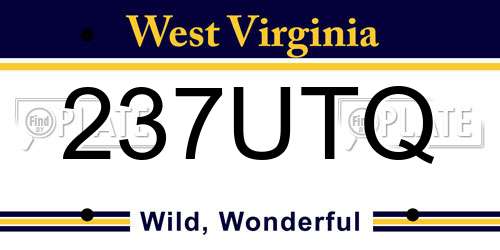 237UTQ West Virginia License Plate