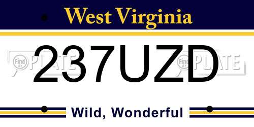 237UZD West Virginia License Plate