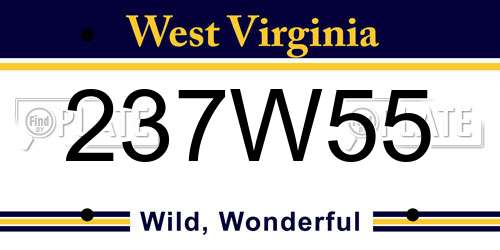 237W55 West Virginia License Plate