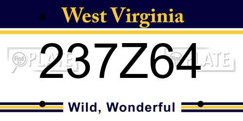 237Z64 West Virginia License Plate