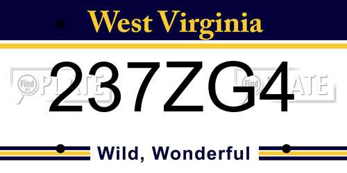 237ZG4 West Virginia License Plate