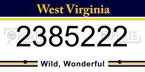 2385222 West Virginia License Plate