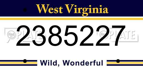 2385227 West Virginia License Plate