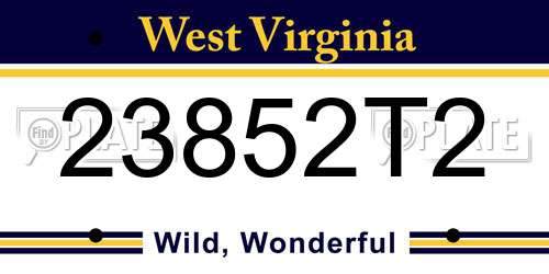 23852T2 West Virginia License Plate