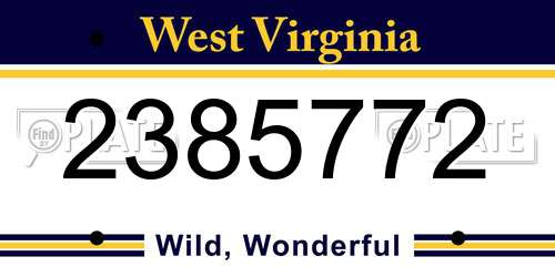 2385772 West Virginia License Plate