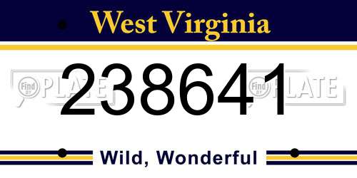 238641 West Virginia License Plate