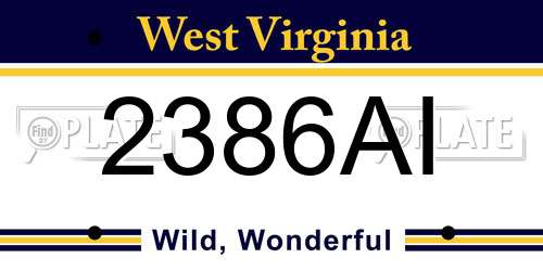 2386AI West Virginia License Plate