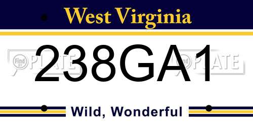238GA1 West Virginia License Plate
