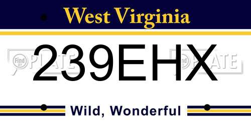 239EHX West Virginia License Plate