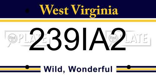 239IA2 West Virginia License Plate