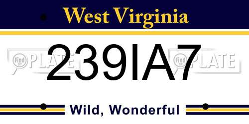 239IA7 West Virginia License Plate