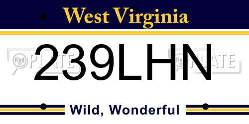 239LHN West Virginia License Plate
