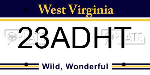 23ADHT West Virginia License Plate