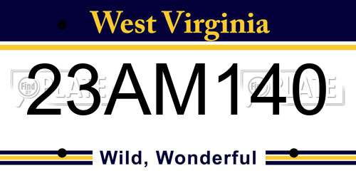 23AM140 West Virginia License Plate