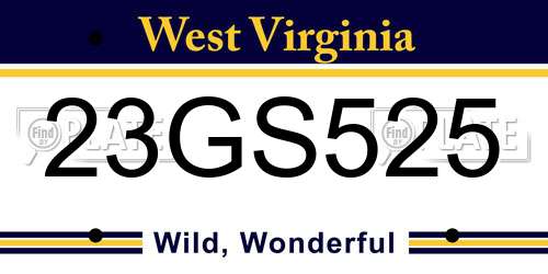 23GS525 West Virginia License Plate