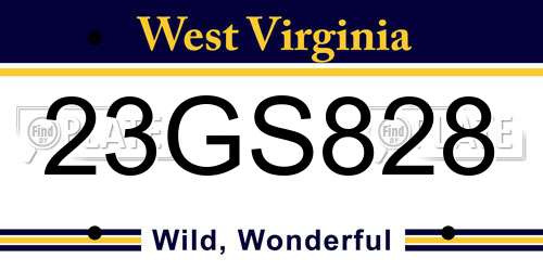 23GS828 West Virginia License Plate